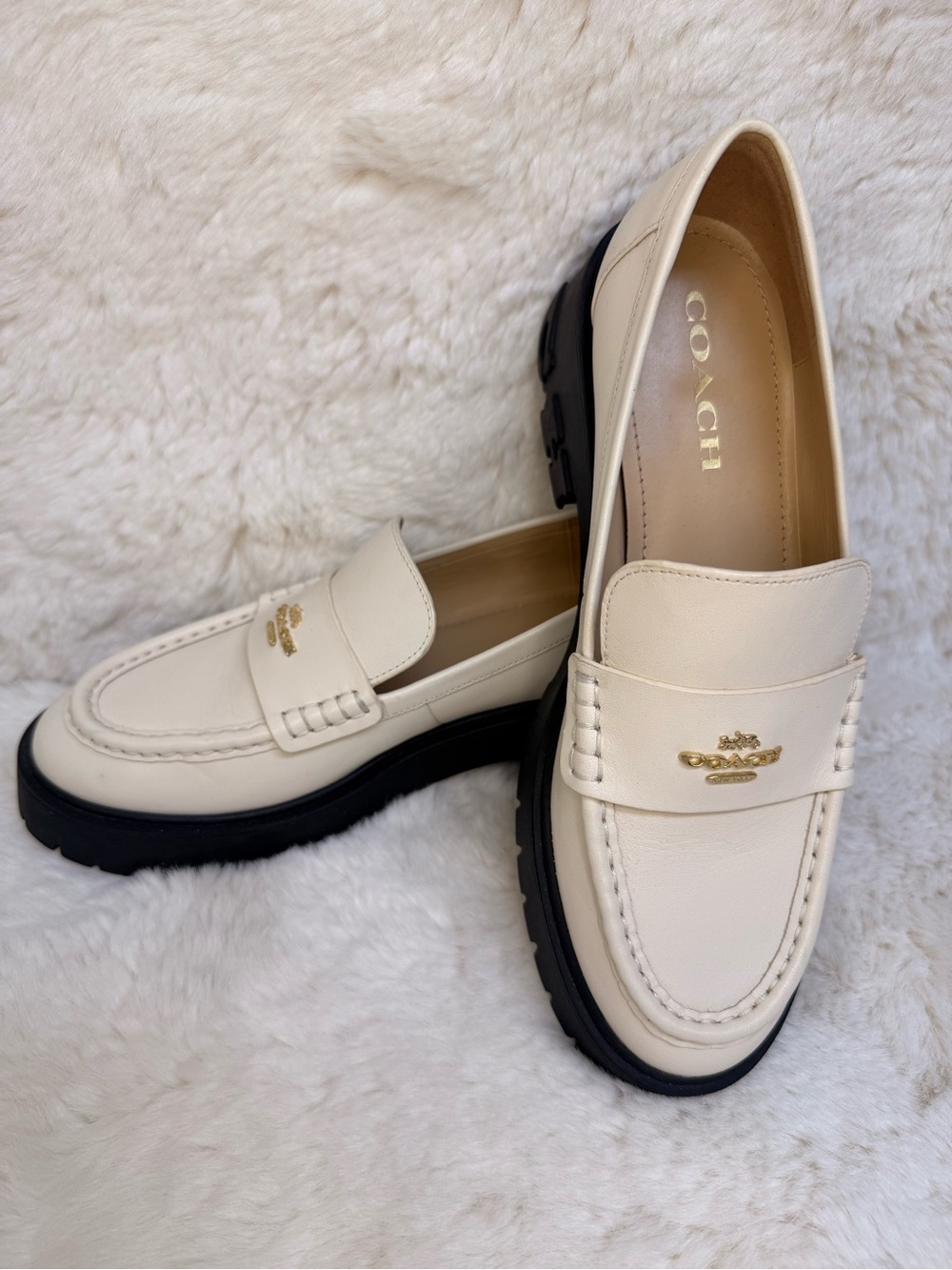 NWOB Coach Women's Ruthie Leather Platform Comfort Loafer Chalk White Sz 8 CM587 - Picture 2 of 9